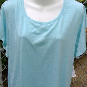 Sonoma Baby Blue Tee Shirt with Scalloped Sleeves Size XL Petite NWT